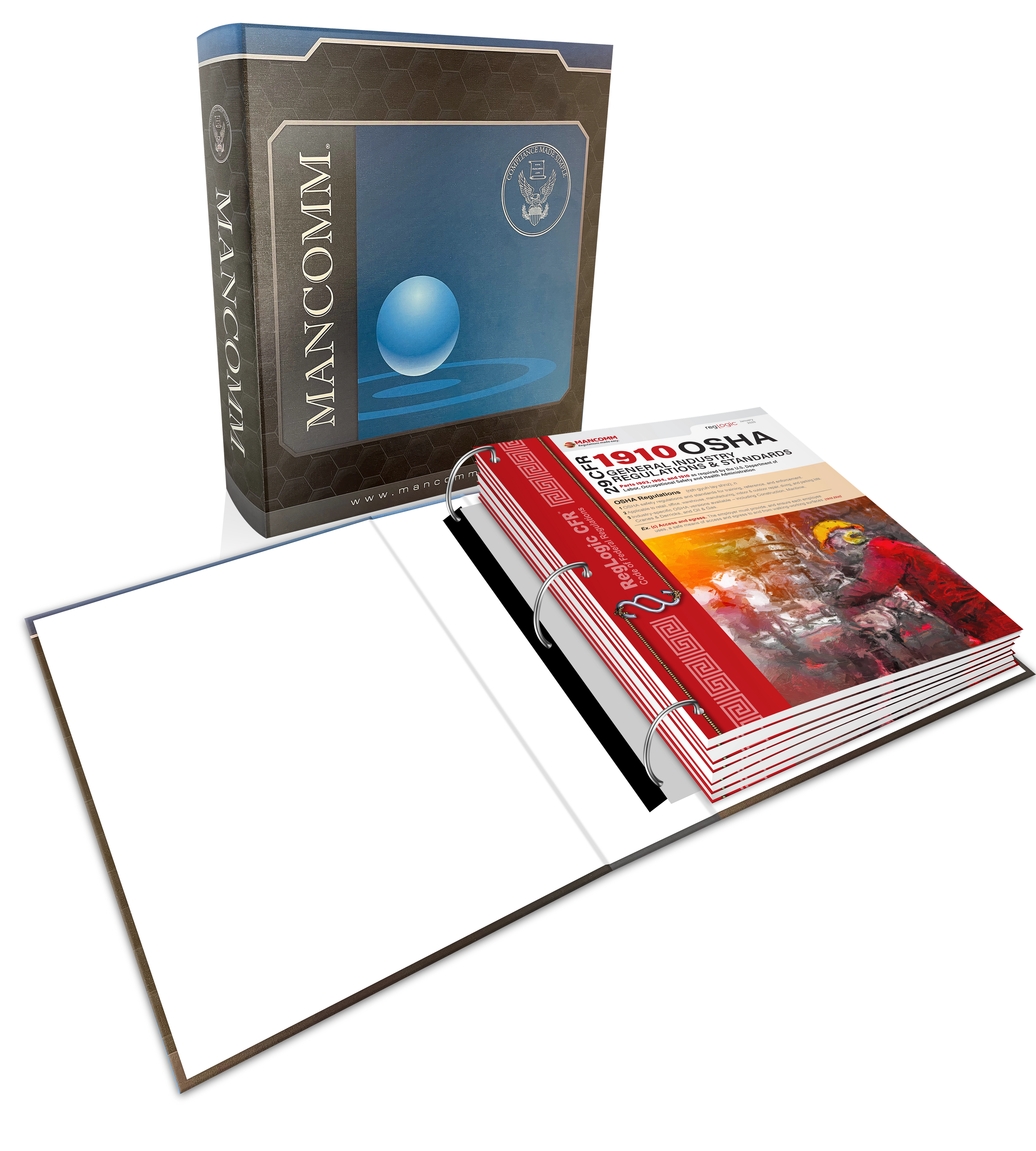 Mancomm book with OSHA safety guide on a white background
