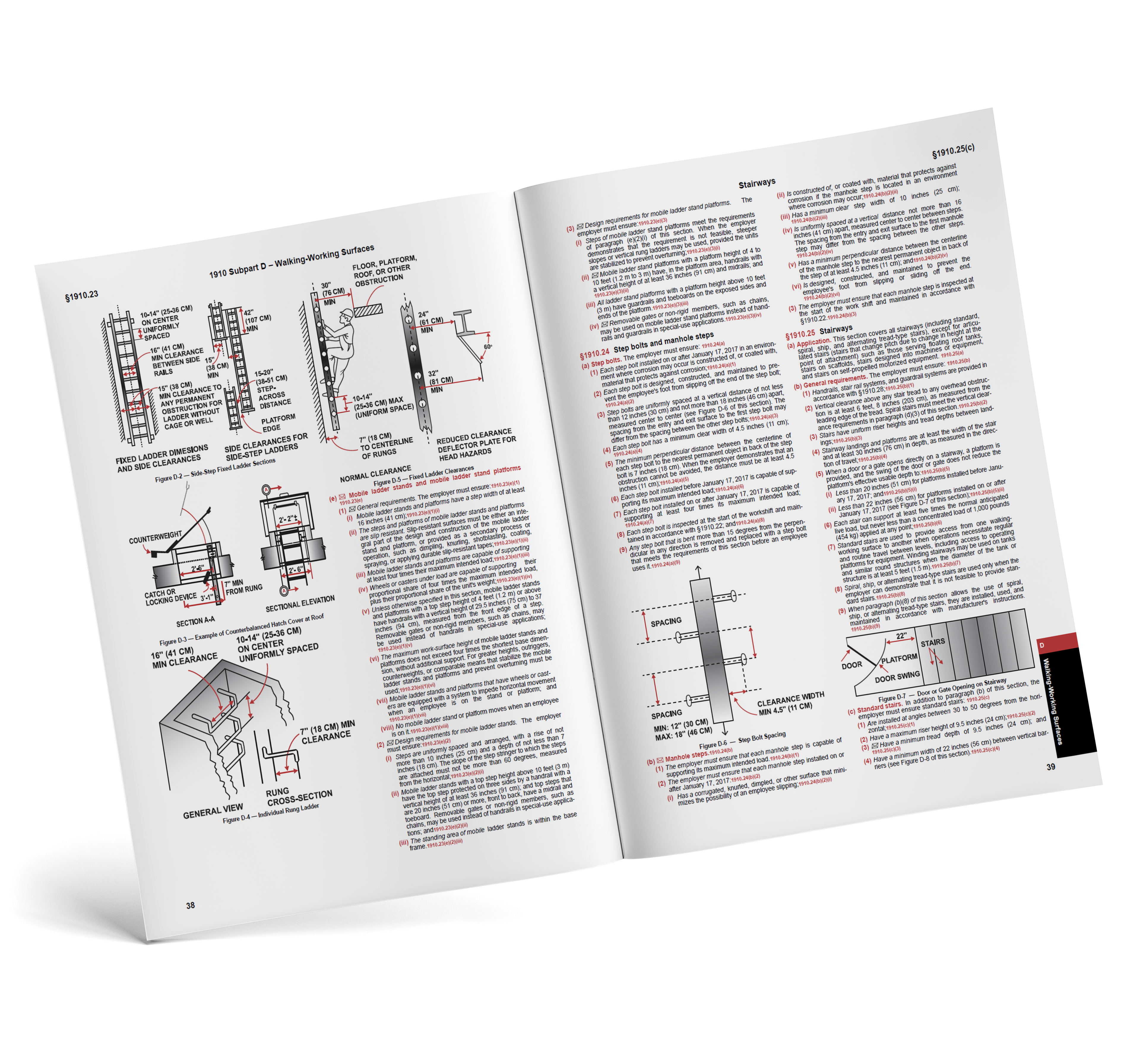Open book with technical diagrams and text on a white background
