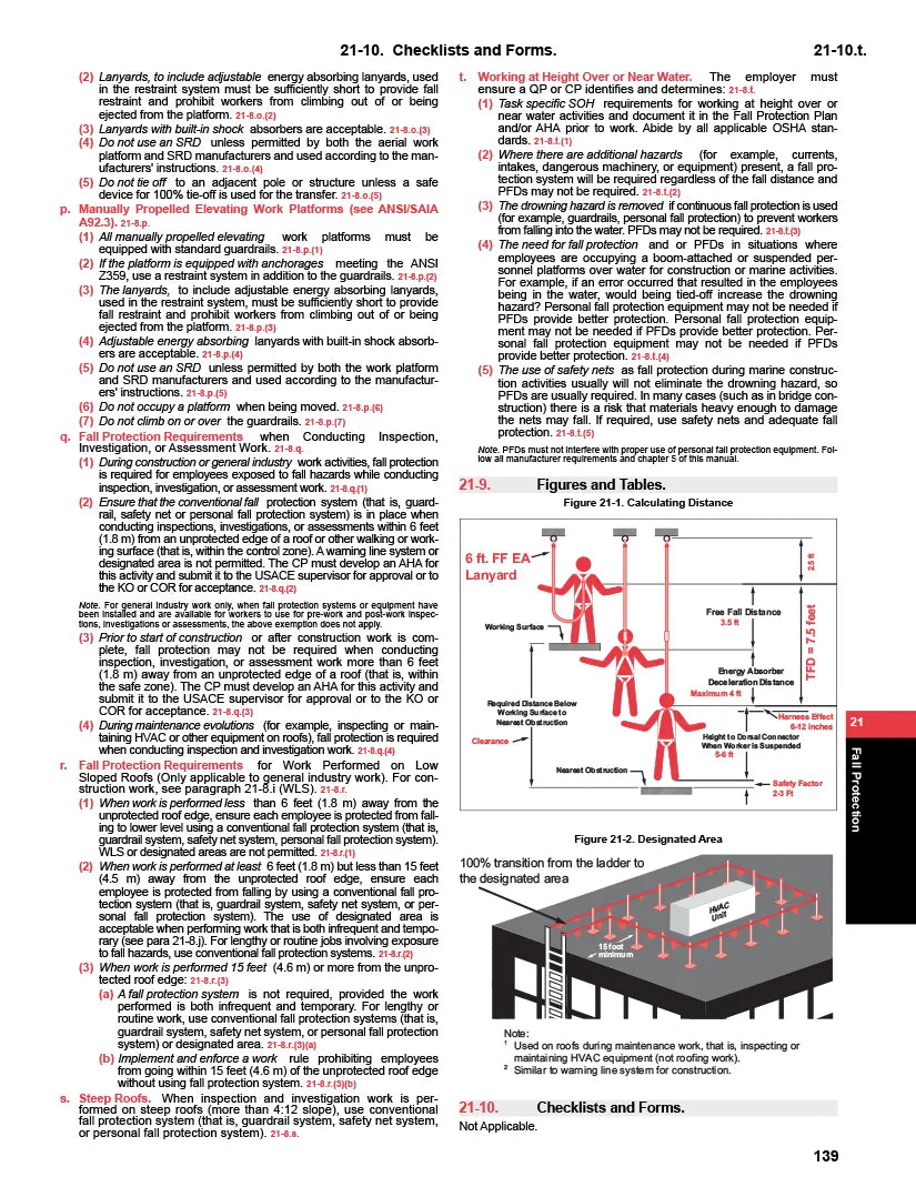 Technical manual page with text, diagrams, and illustrations on safety protocols.