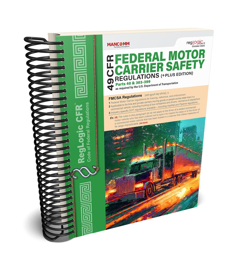 Book titled 'Federal Motor Carrier Safety Regulations' with a truck on the cover, on a white background.