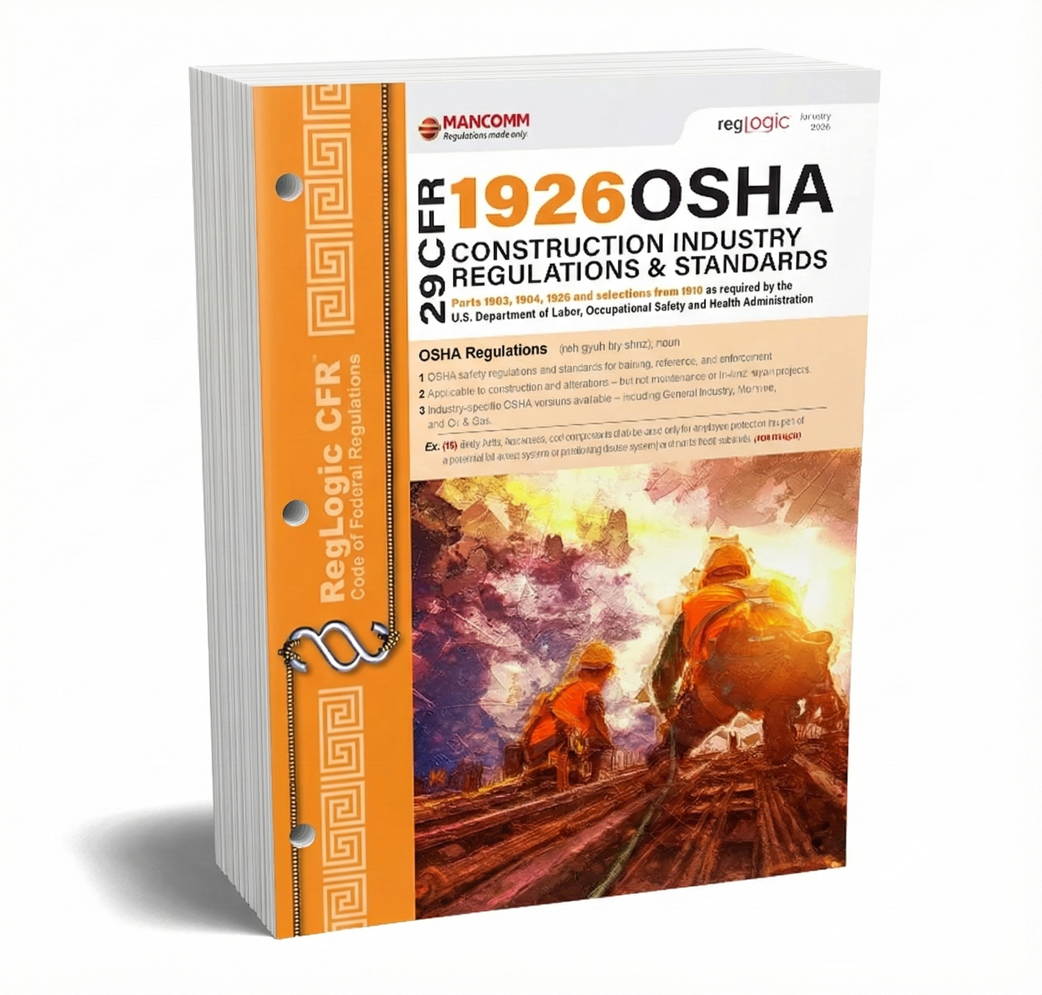 Book titled '29 CFR OSHA Construction Industry Regulations & Standards' with a construction worker illustration on the cover.
