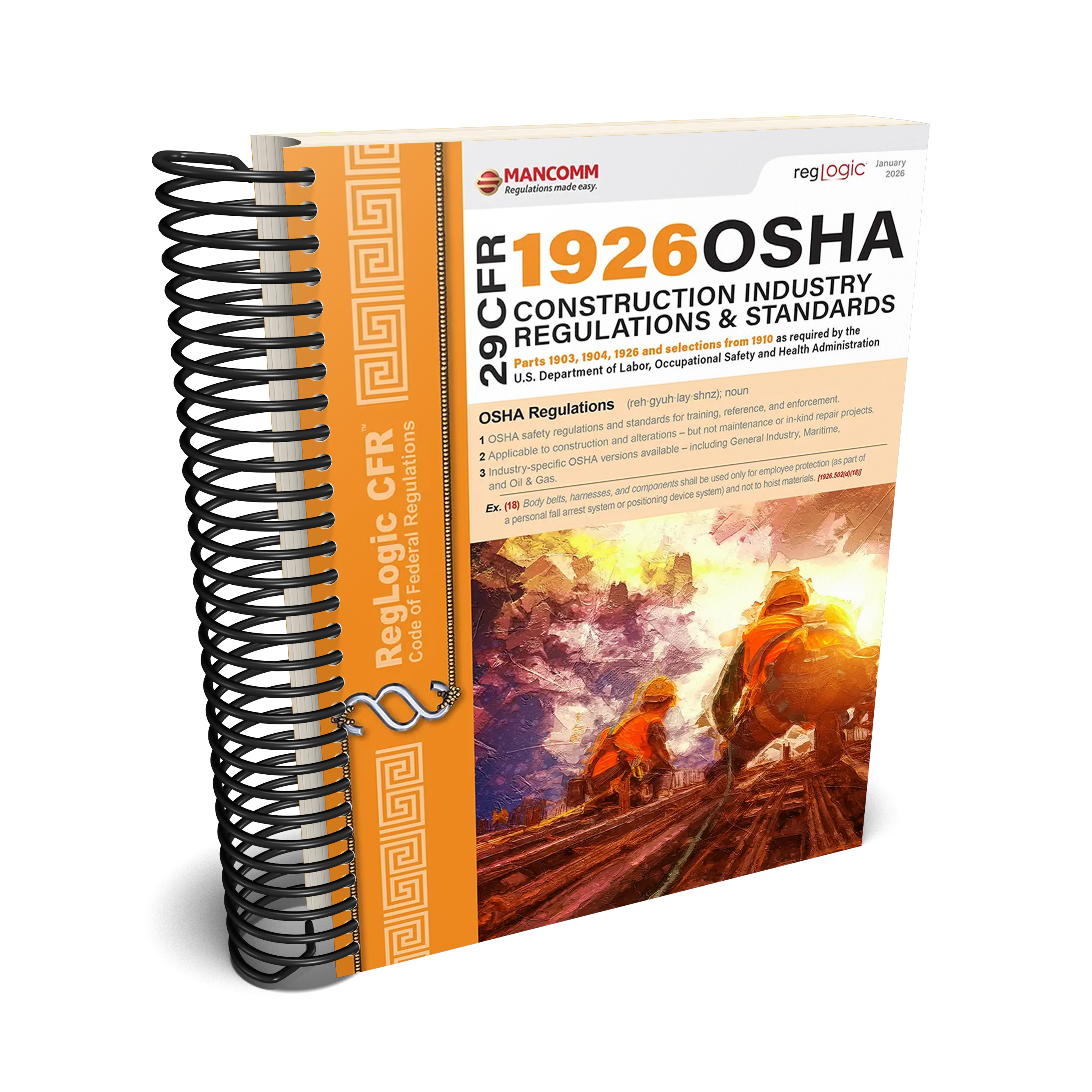 Book titled '29 CFR OSHA Construction Industry Regulations & Standards' with a spiral binding on a white background.