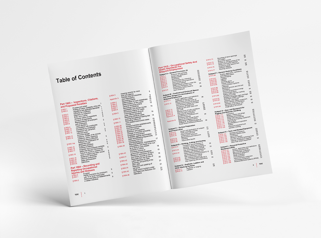 Maritime Book spread table of contents on white background by Mancomm