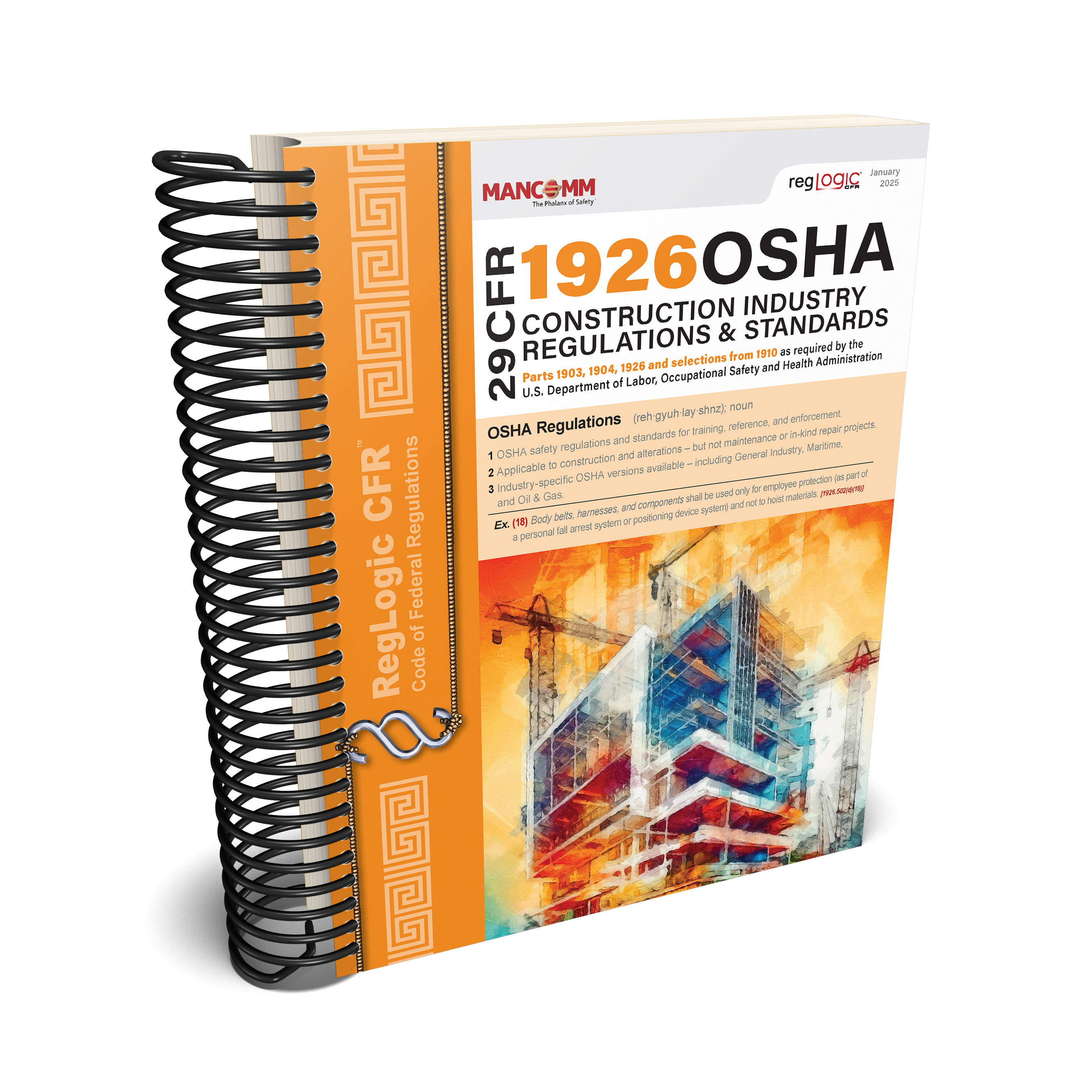 Book titled 'OSHA Construction Industry Regulations & Standards' with a colorful cover on a white background