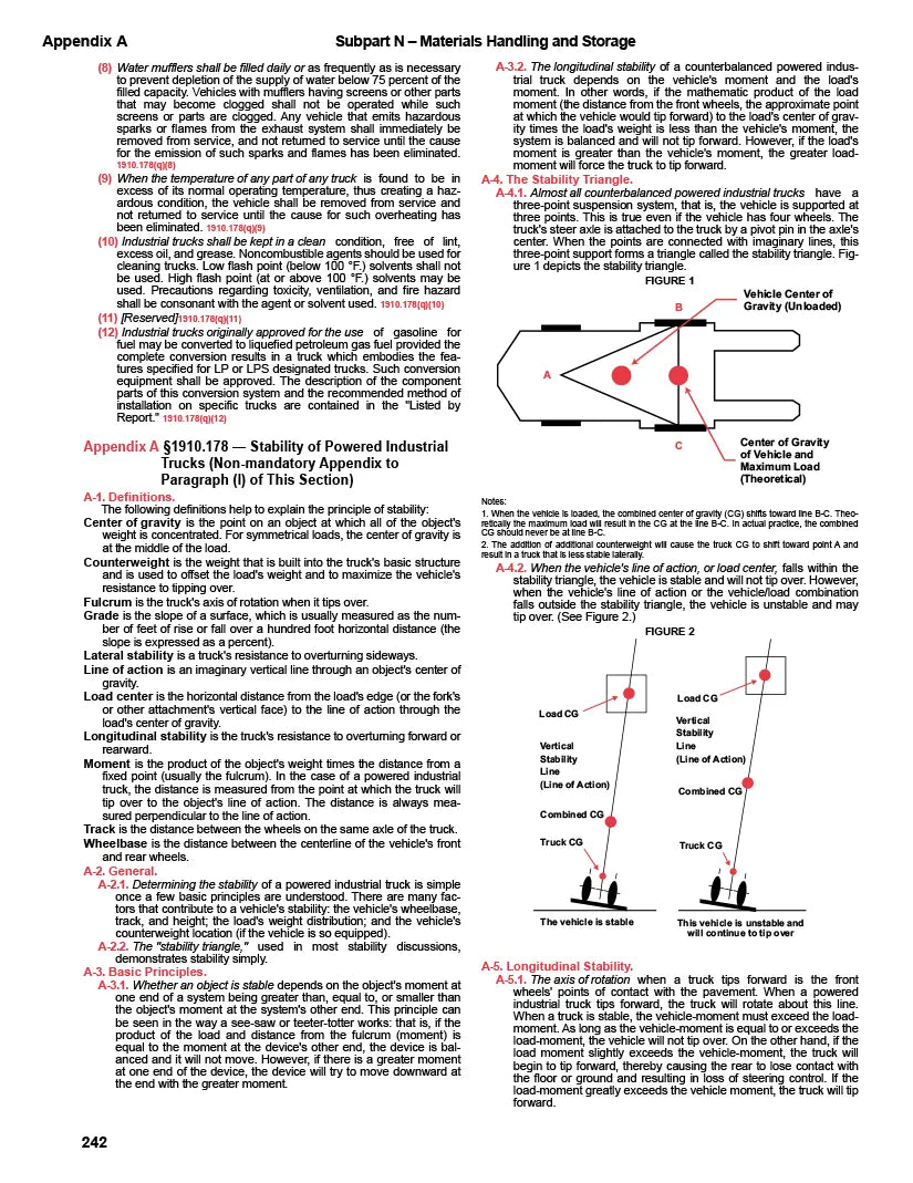Technical document with text and diagrams on materials handling and storage