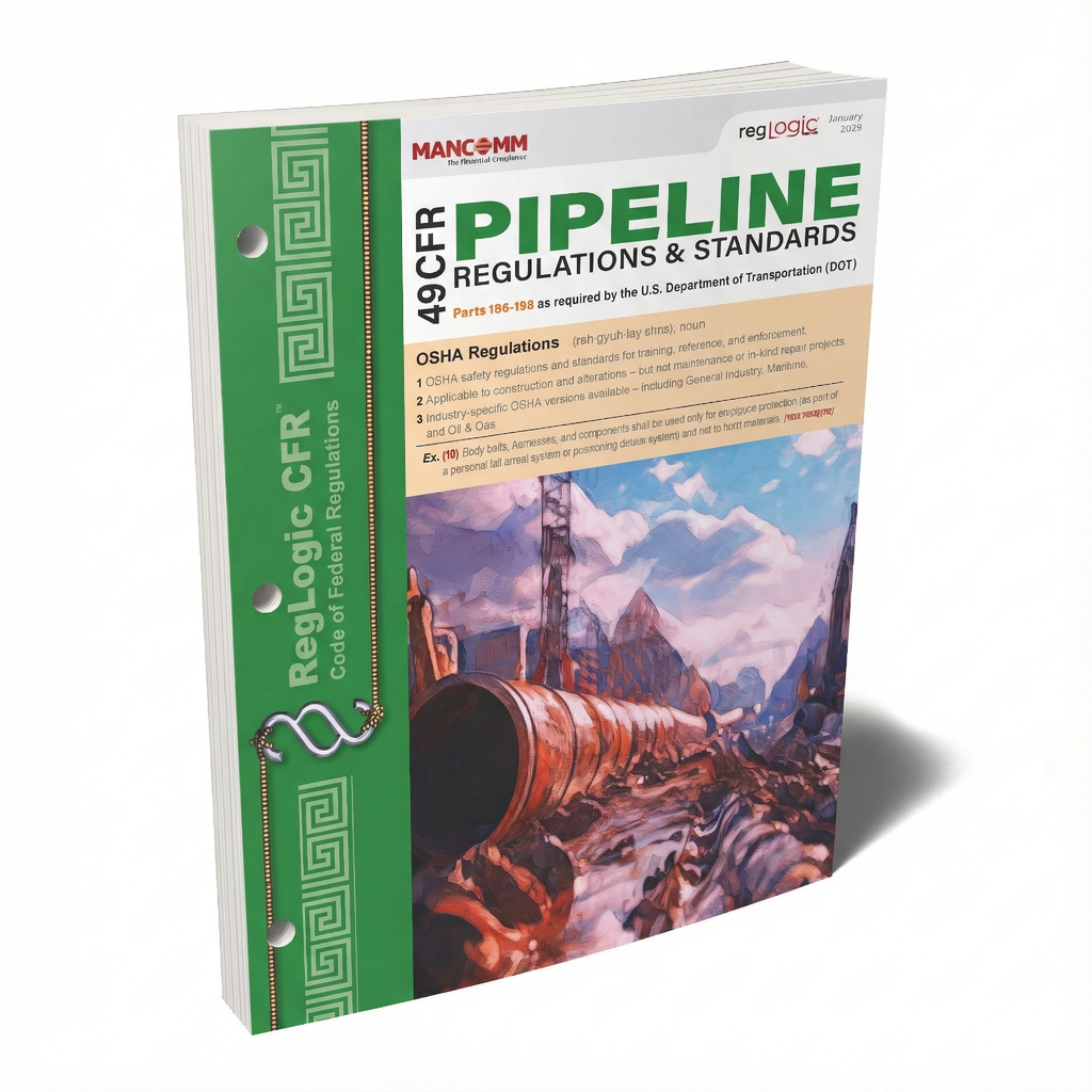 Book titled 'Pipeline Regulations & Standards' with a cover featuring a pipeline and mountains.