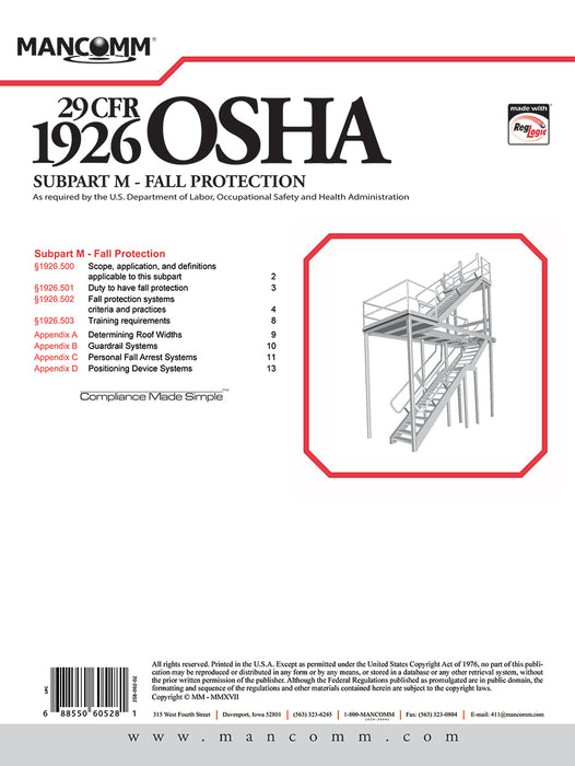 1926 Subpart M - Fall Protection (pkg. of 10)